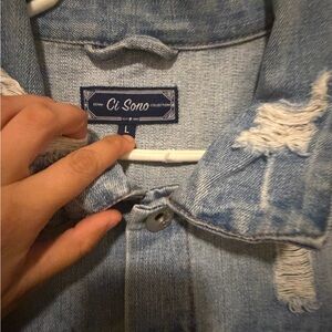 Ci Sono Light Blue Distressed Denim Jacket